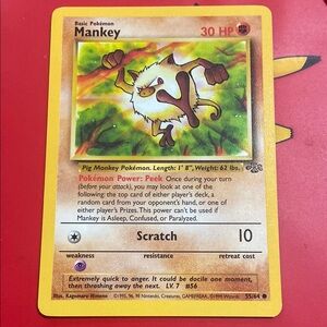 Mankey Pokemon Card 55/64 Jungle Set Unlimited 1999 Vintage